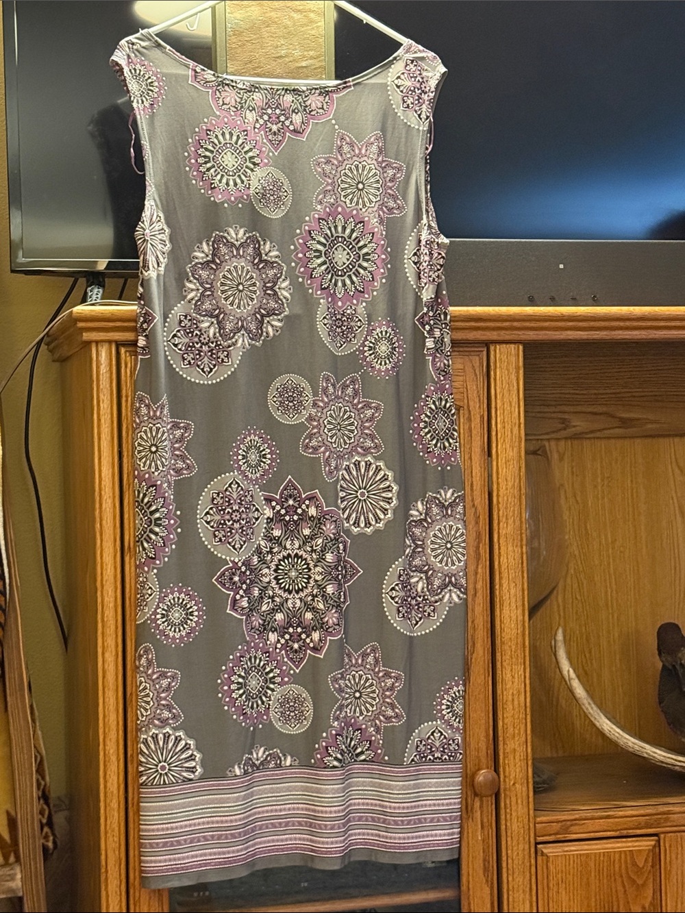 Lavender Two-Piece Midi Dress with Draped Cardigan - Picture 3 of 3